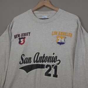 Vintage Y2K All Sport Multi City Basketball Long Sleeve T-Shirt Mens XL Gray Tee